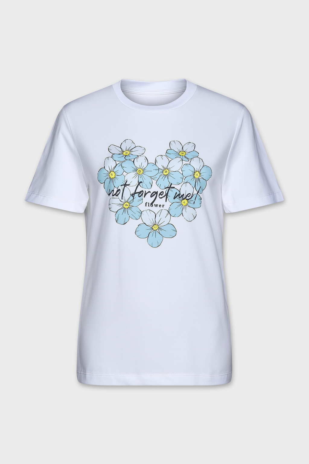 Kids' Blue Flower Heart Print White Tee