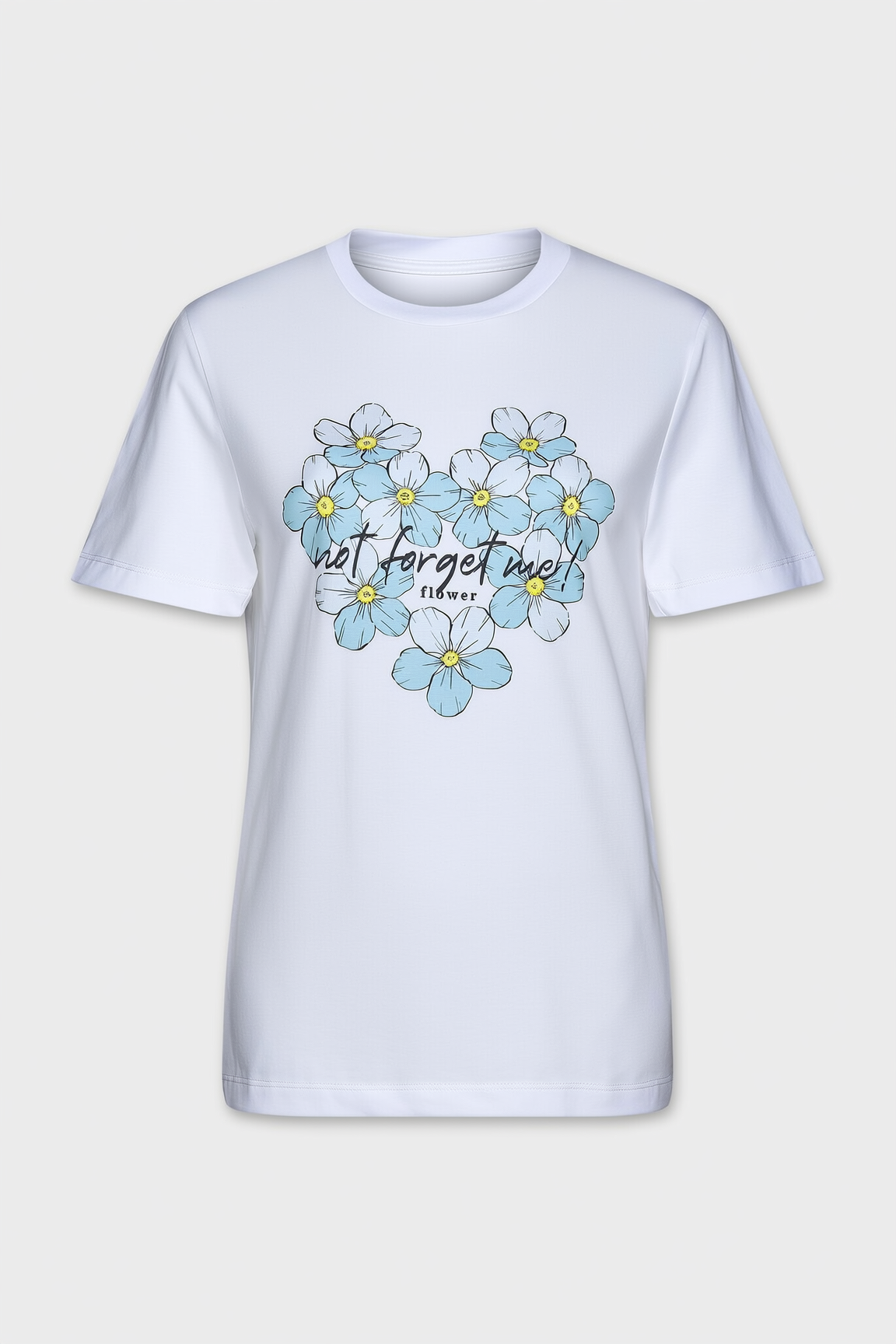 Kids' Blue Flower Heart Print White Tee