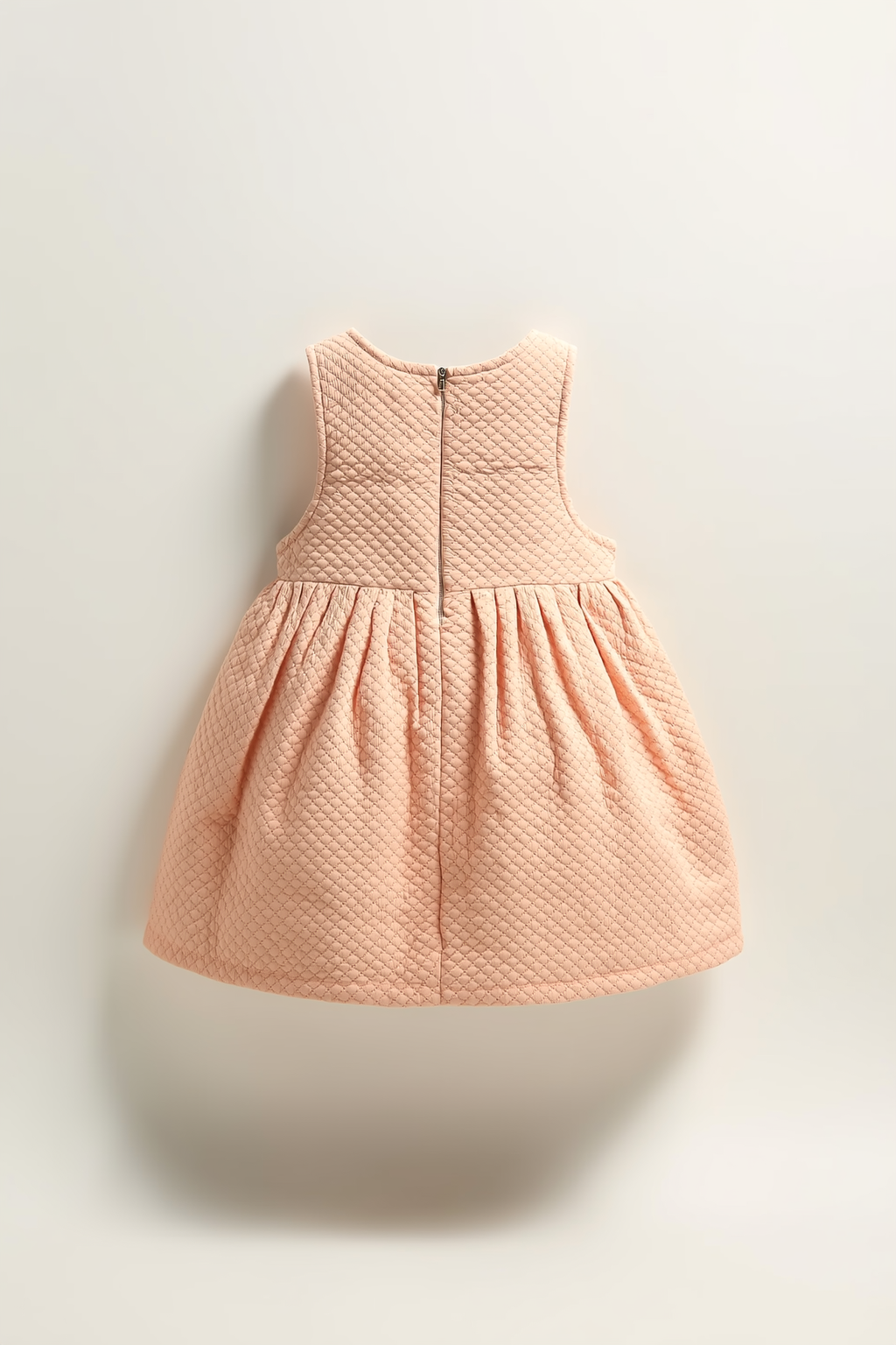 Peach Quilted A-Line Pinafore Dress