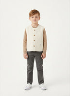 Beige cotton utility vest