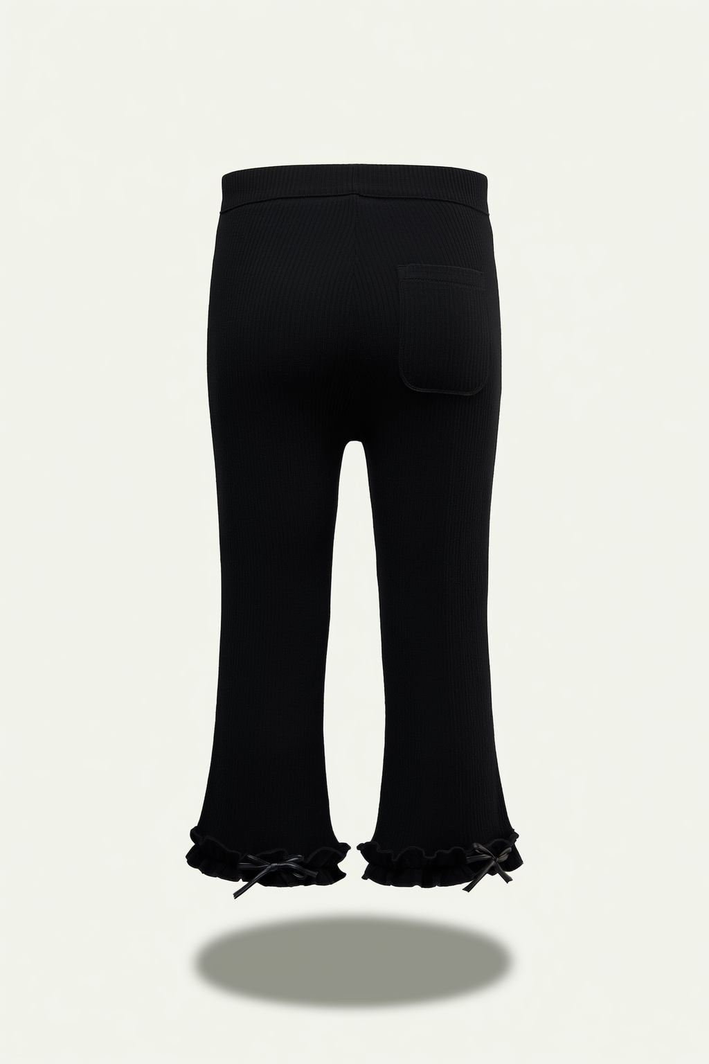 Black flared leggings with ruffles