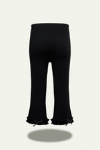 Black flared leggings with ruffles