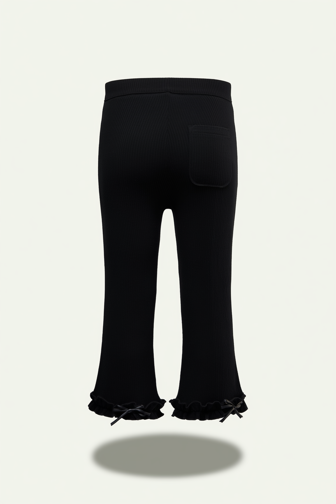 Black flared leggings with ruffles
