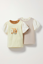 Baby girls' t-shirts with floral graphics & puff sleeves