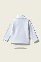 Girls’ Blue High-Neck Top with Cute Embroidered Patch