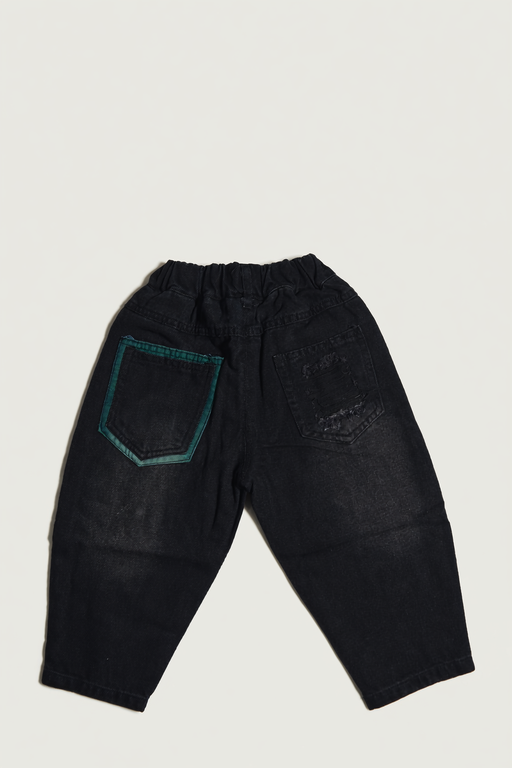 Boys Faded Charcoal Black Regular Fit Elastic Waist Jeans