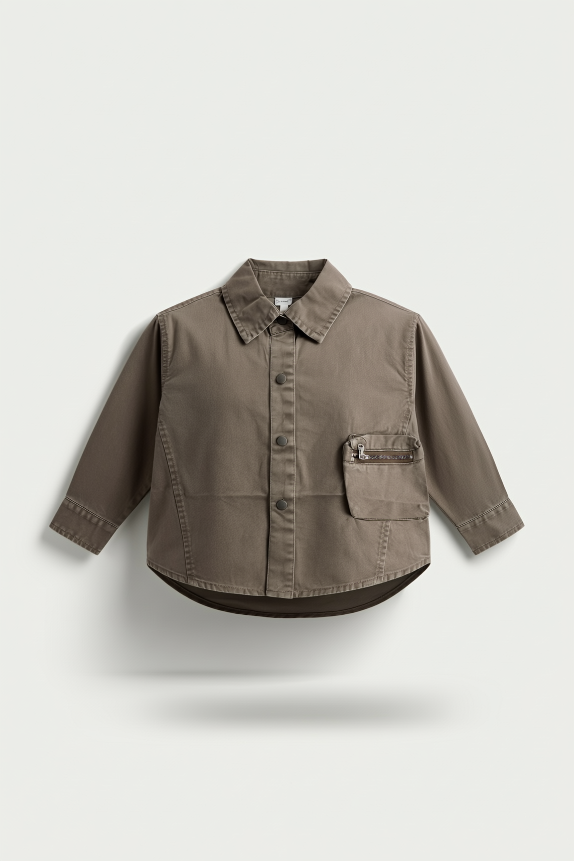 Boys' Solid Button-Up with Zip Pocket