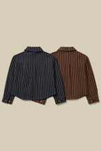Boy's Vertical Stripe Casual Collared Shirt