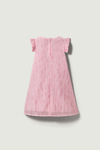 Girls Pink Crinkle Dress with 3D Flowers
