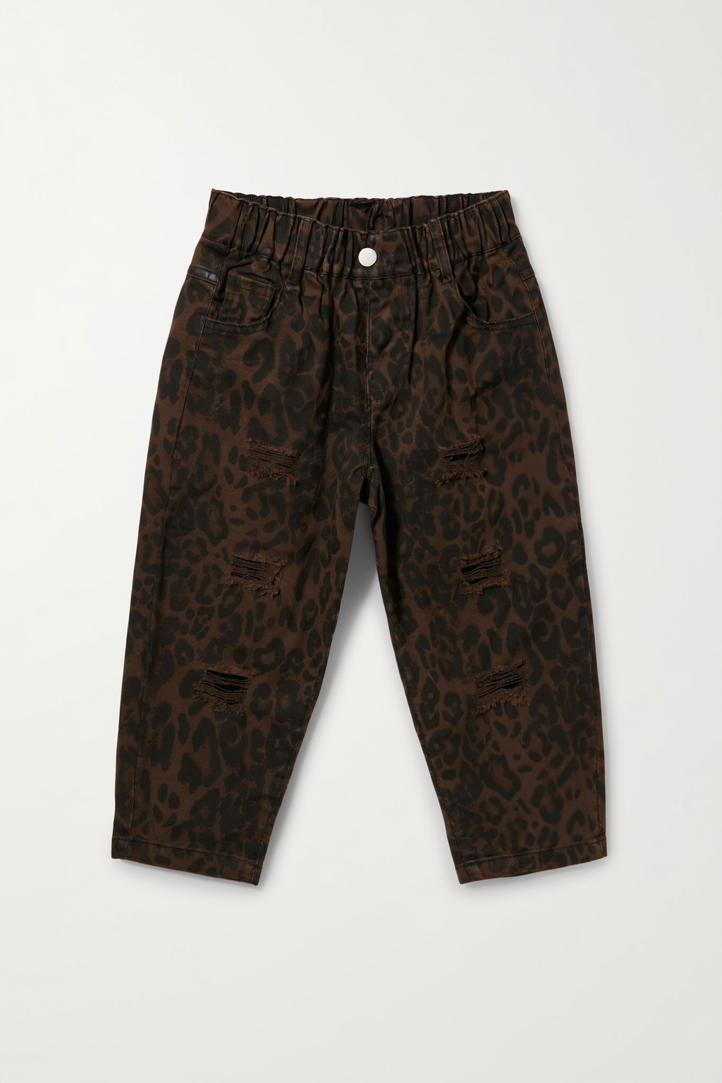 Brown & black leopard-print denim jeans