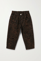 Brown & black leopard-print denim jeans