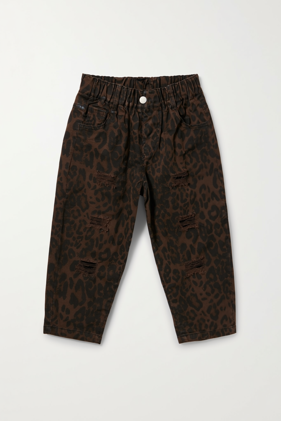 Brown & black leopard-print denim jeans