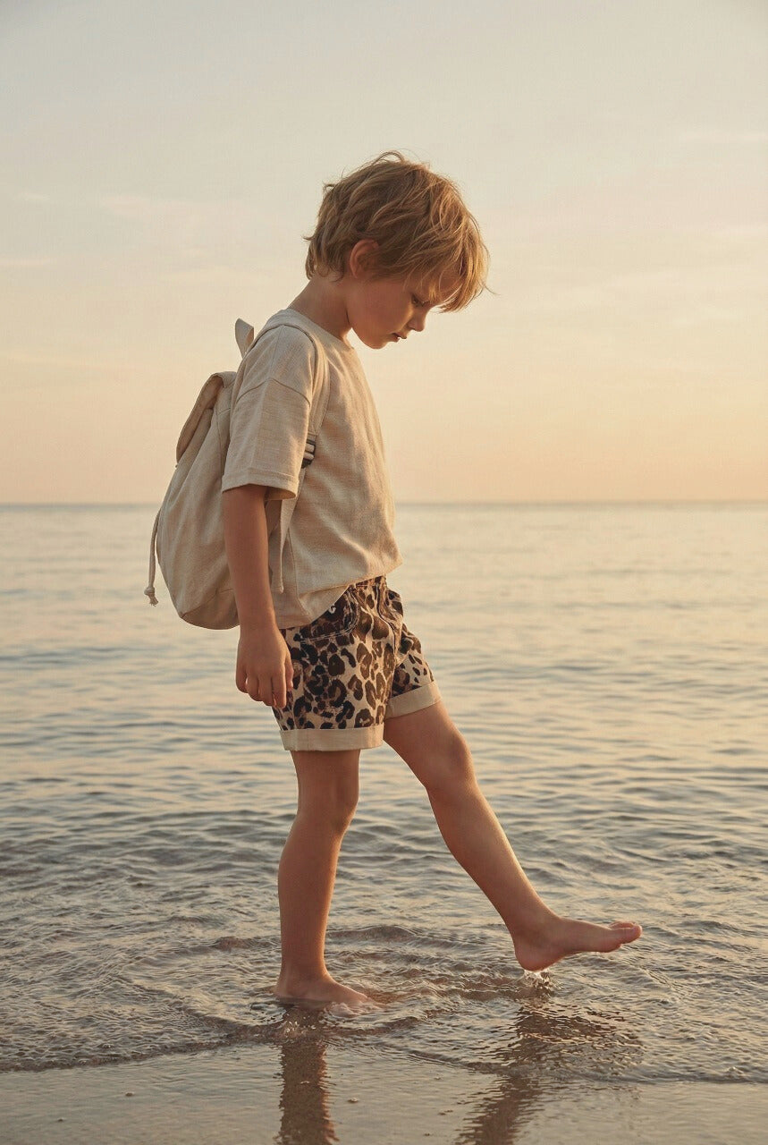 Leopard Print High-waist Cuffed Shorts