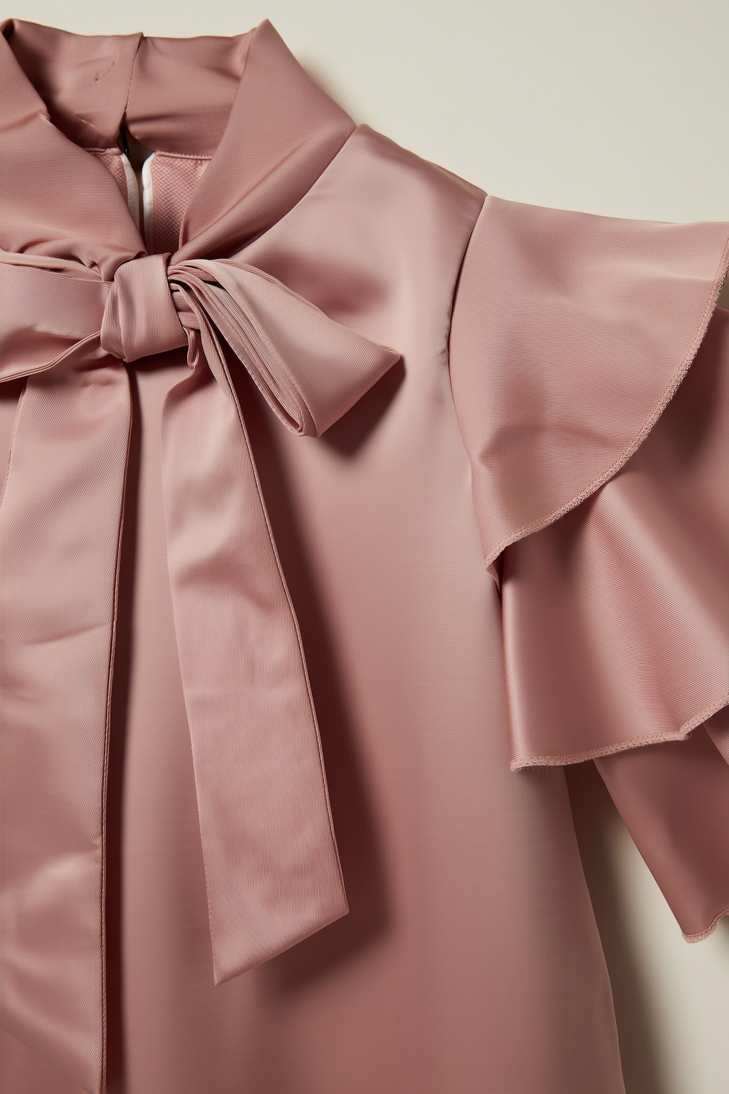 Satin Dusty Pink Tie-Neck Top