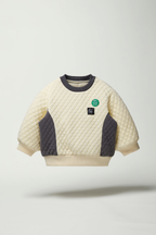 Kids' Cream & Charcoal Quilted Color block Sweatshirt