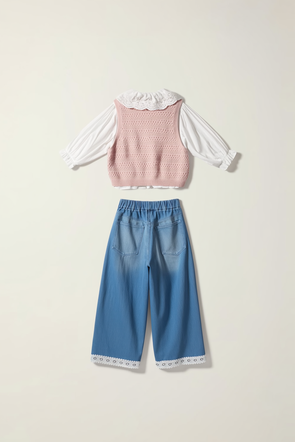 AO 3-Piece Look Vest & Wide Leg Jeans