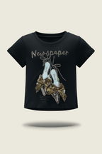 Casual Black T-Shirt with High Heel Motif