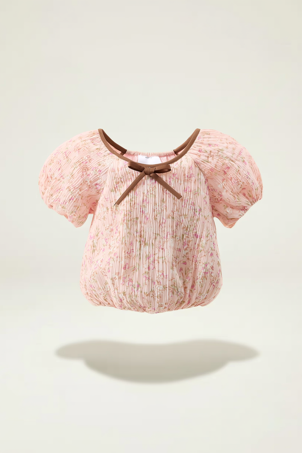 Pink Ditsy Floral Blouse with Bow Detail