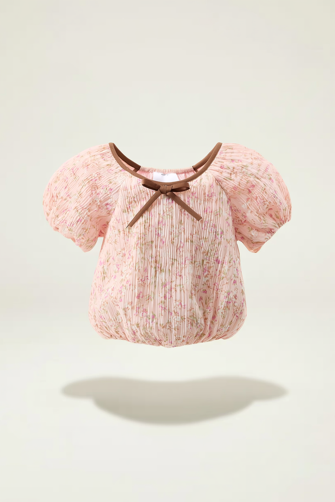 Pink Ditsy Floral Blouse with Bow Detail