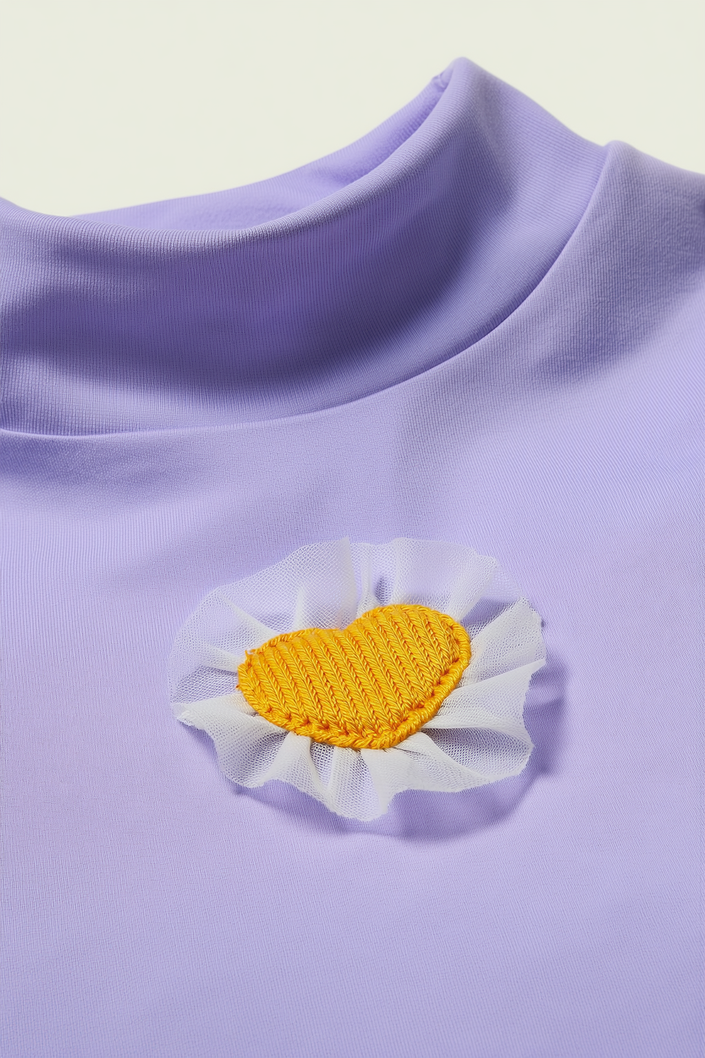 Girls’ Lilac High-Neck Top with Heart Patch