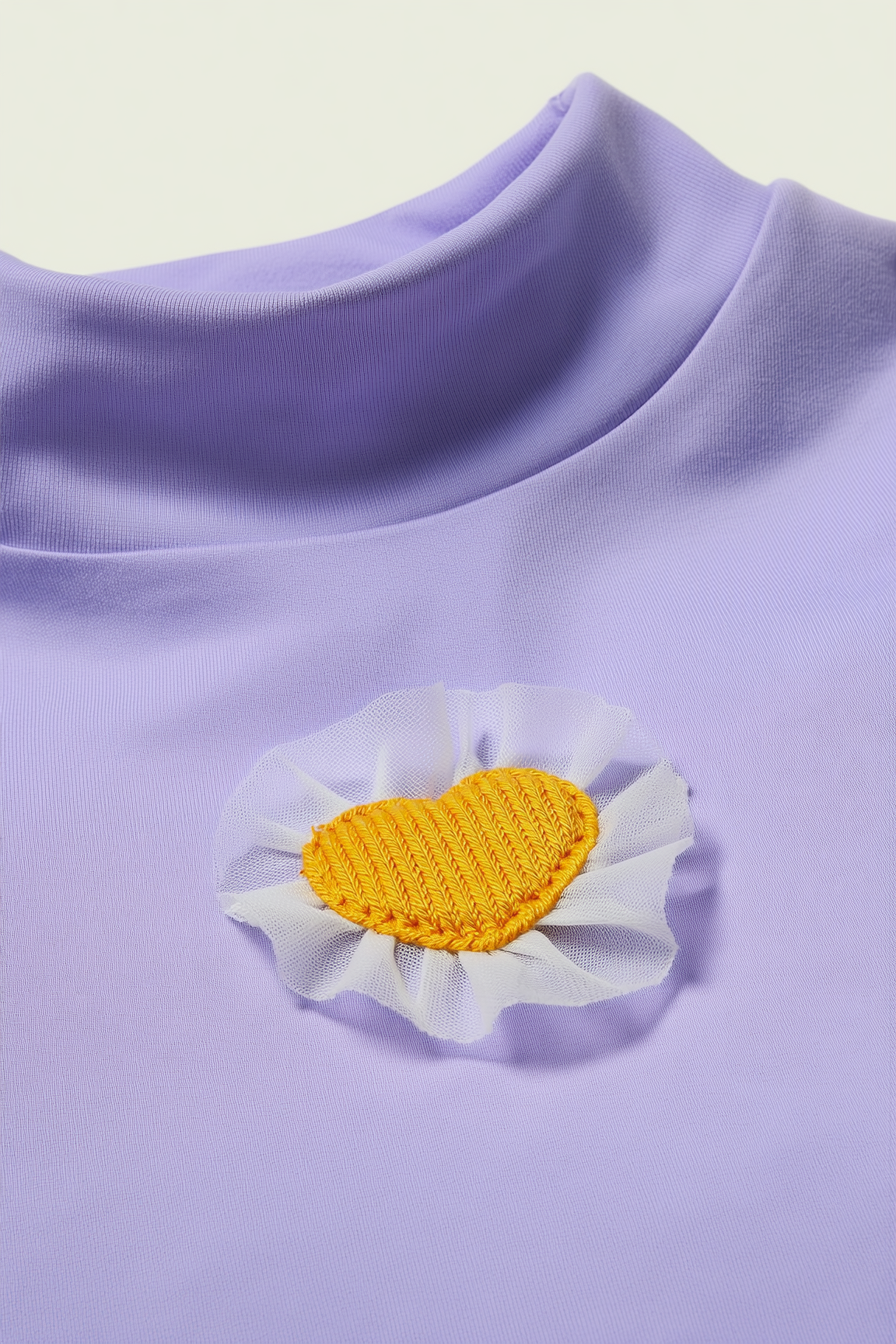 Girls’ Lilac High-Neck Top with Heart Patch