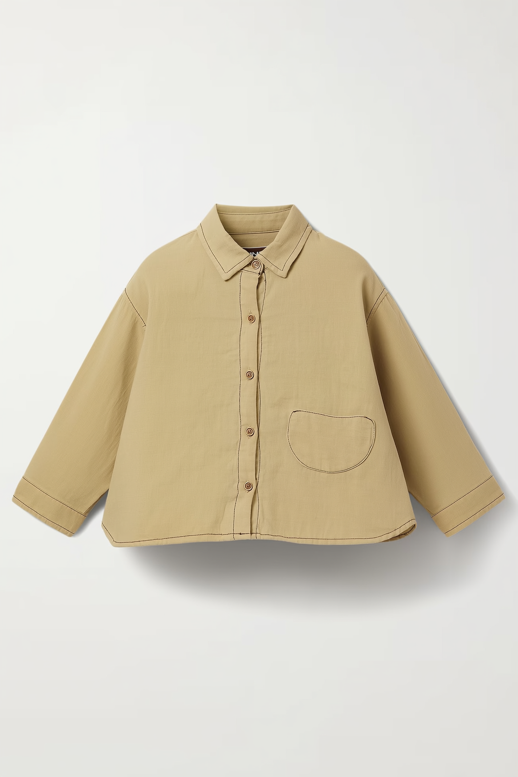 Beige Contrast Stitch Button-Down