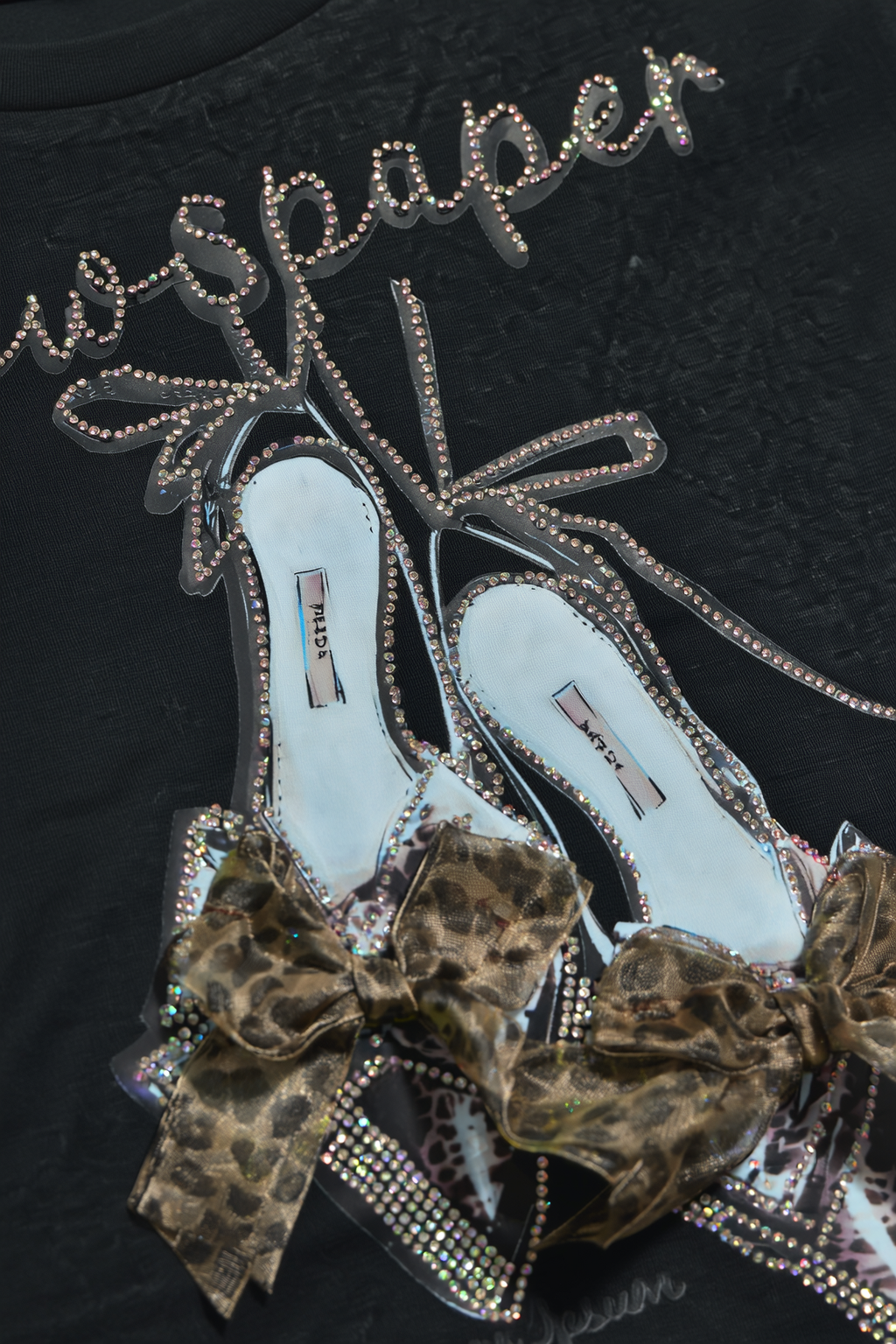 Casual Black T-Shirt with High Heel Motif