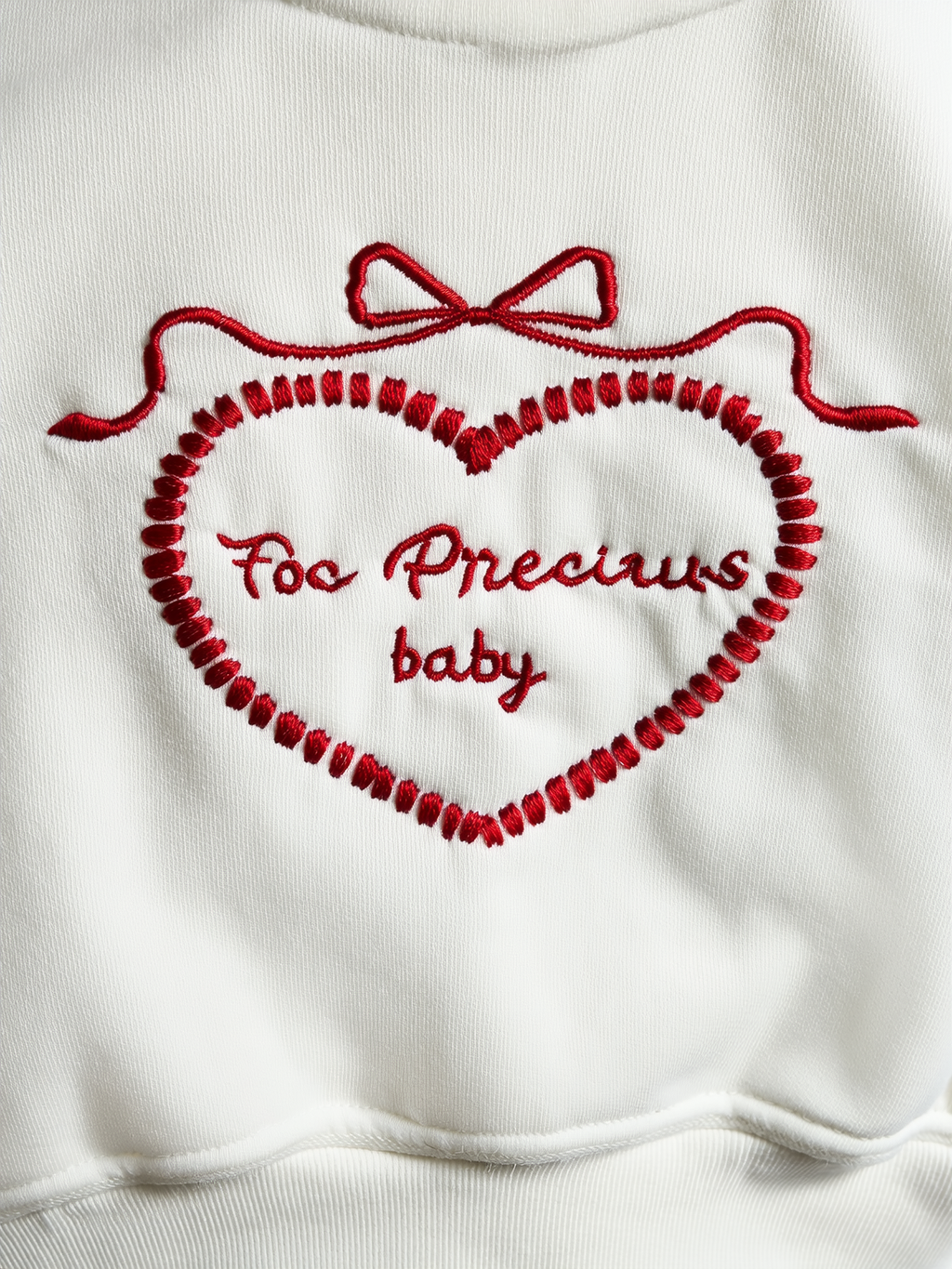 Girls' White Sweatshirt with Red Ruffles