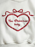 Girls' White Sweatshirt with Red Ruffles