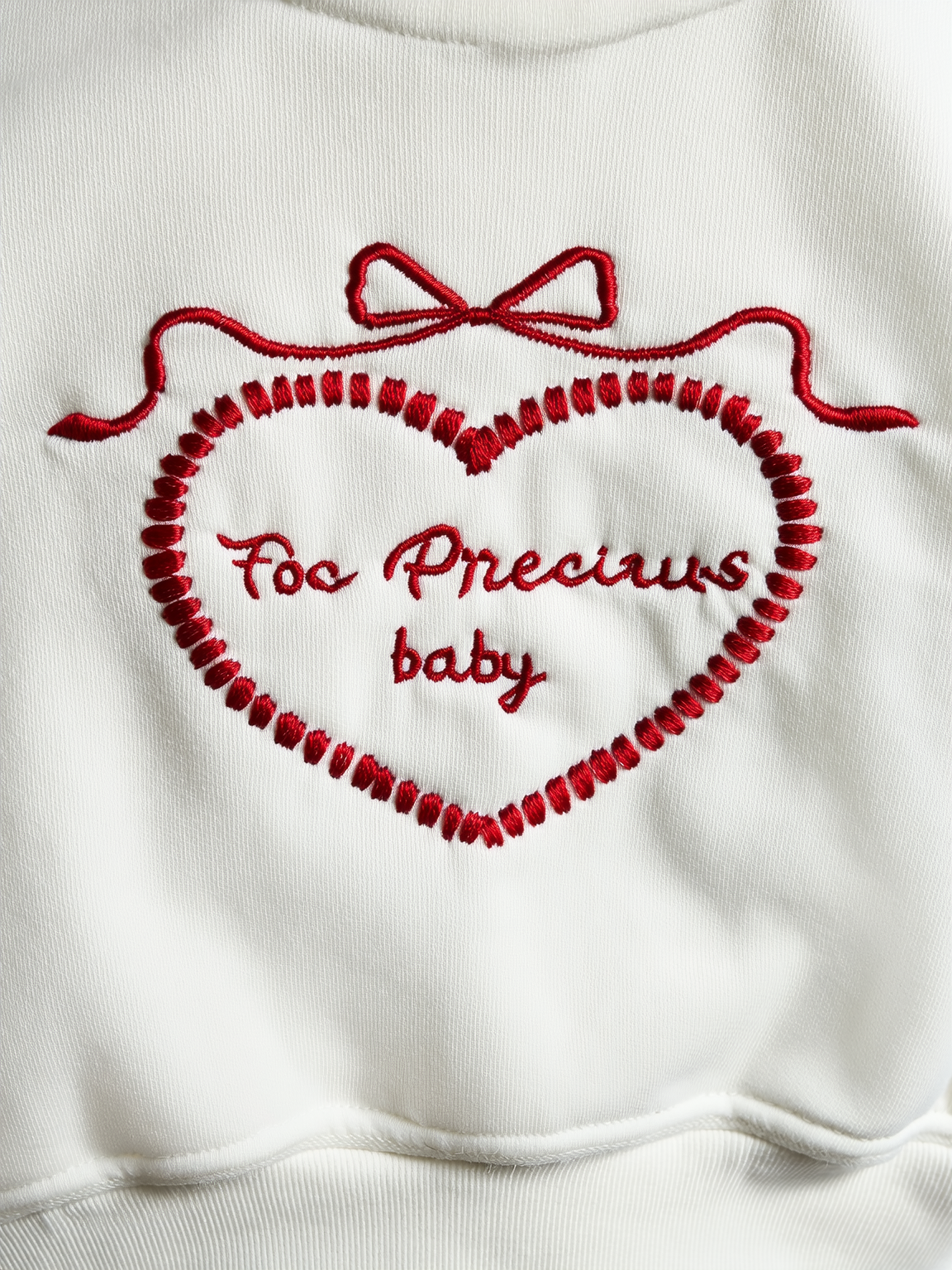 Girls' White Sweatshirt with Red Ruffles