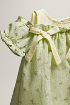 Ruffle-Sleeve Collared Dress with Ditsy Print