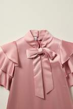 Satin Dusty Pink Tie-Neck Top