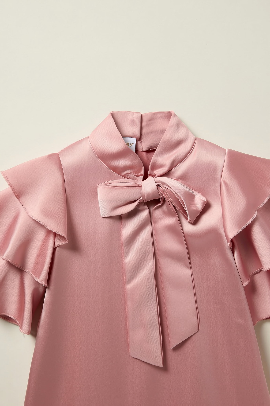 Satin Dusty Pink Tie-Neck Top