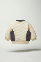 Kids' Cream & Charcoal Quilted Color block Sweatshirt