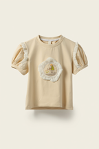 Crew Neck Short Sleeve Embroidery Detailed Baby Girl T-Shirt