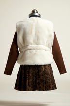 Sleeveless Cream Faux-Fur Waistcoat