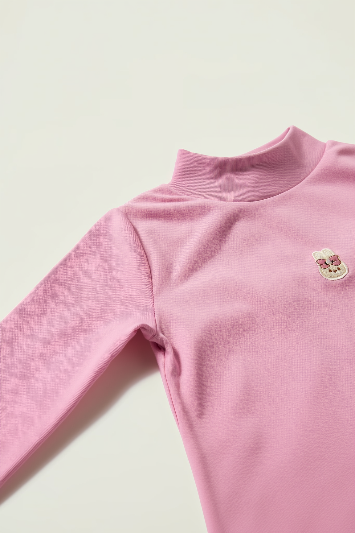 Girl Pink mock-neck (high-neck) t-shirt