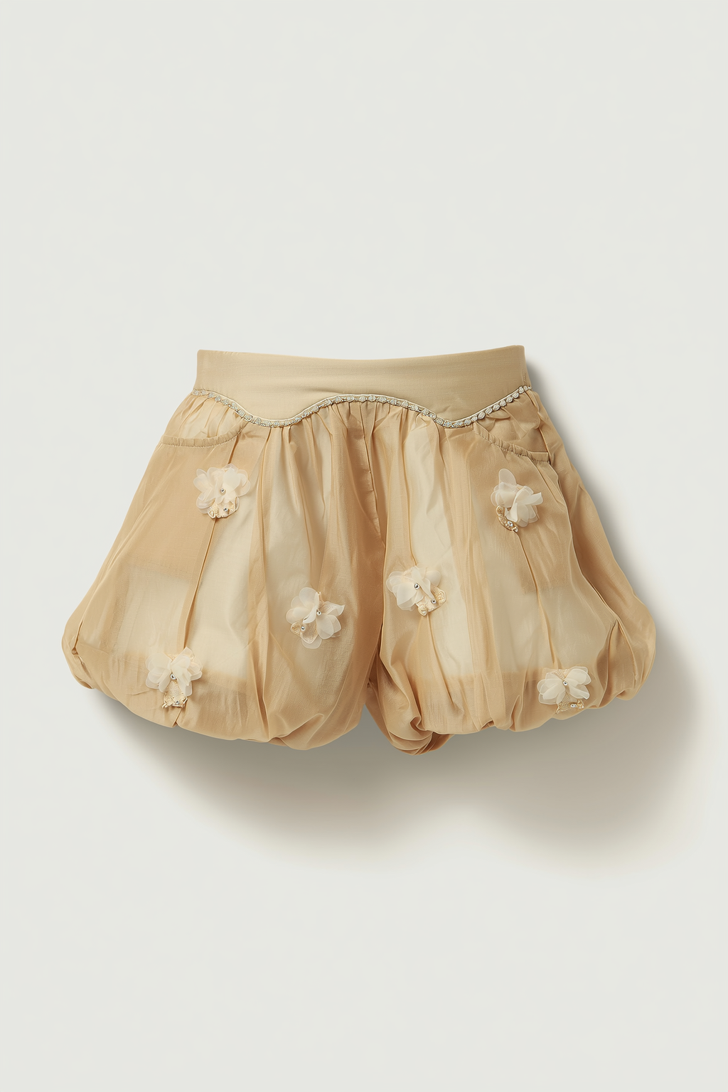 Girls' Gold Taffeta Puffy Shorts