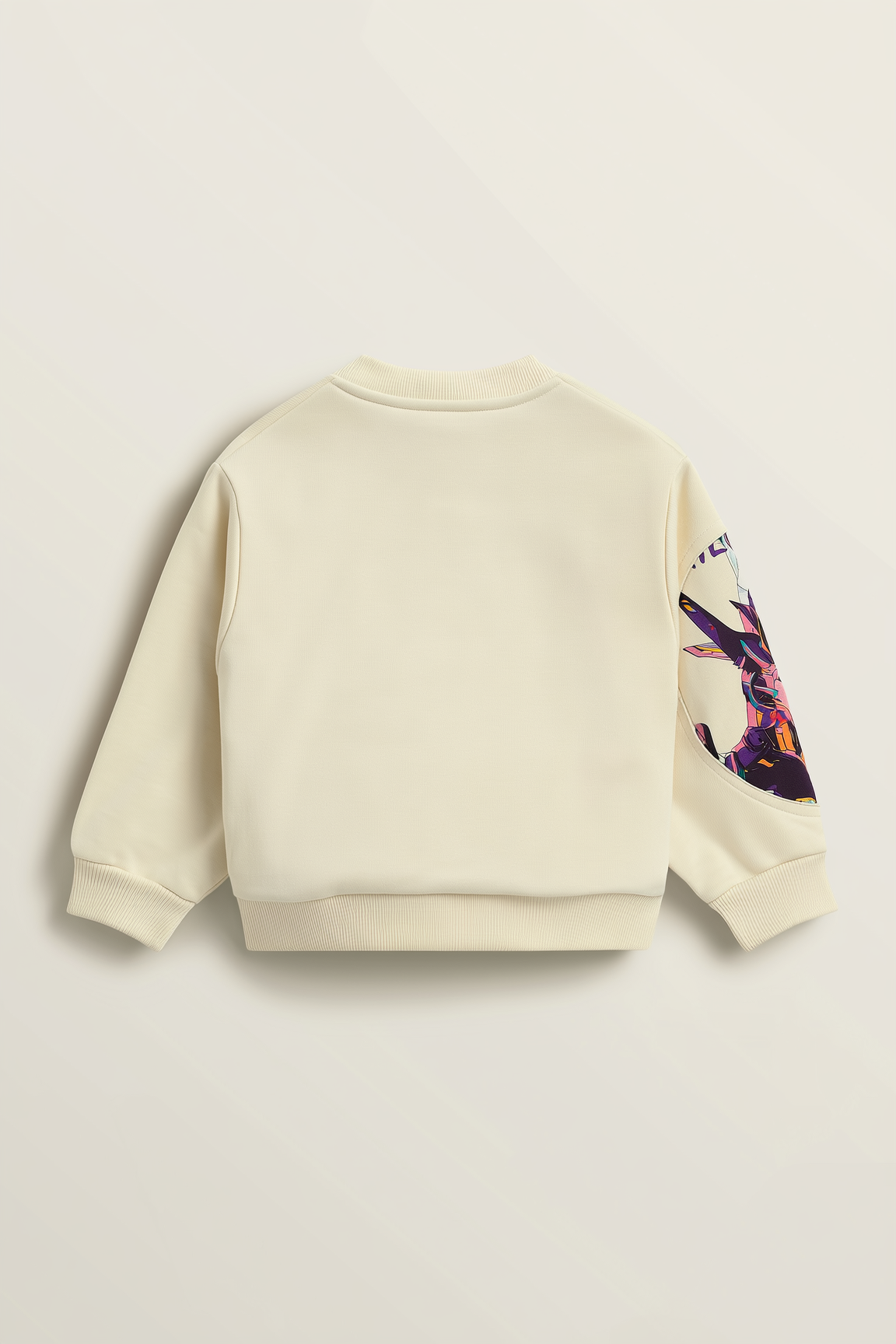 Cream Pocket Sweatshirt with Anime Print