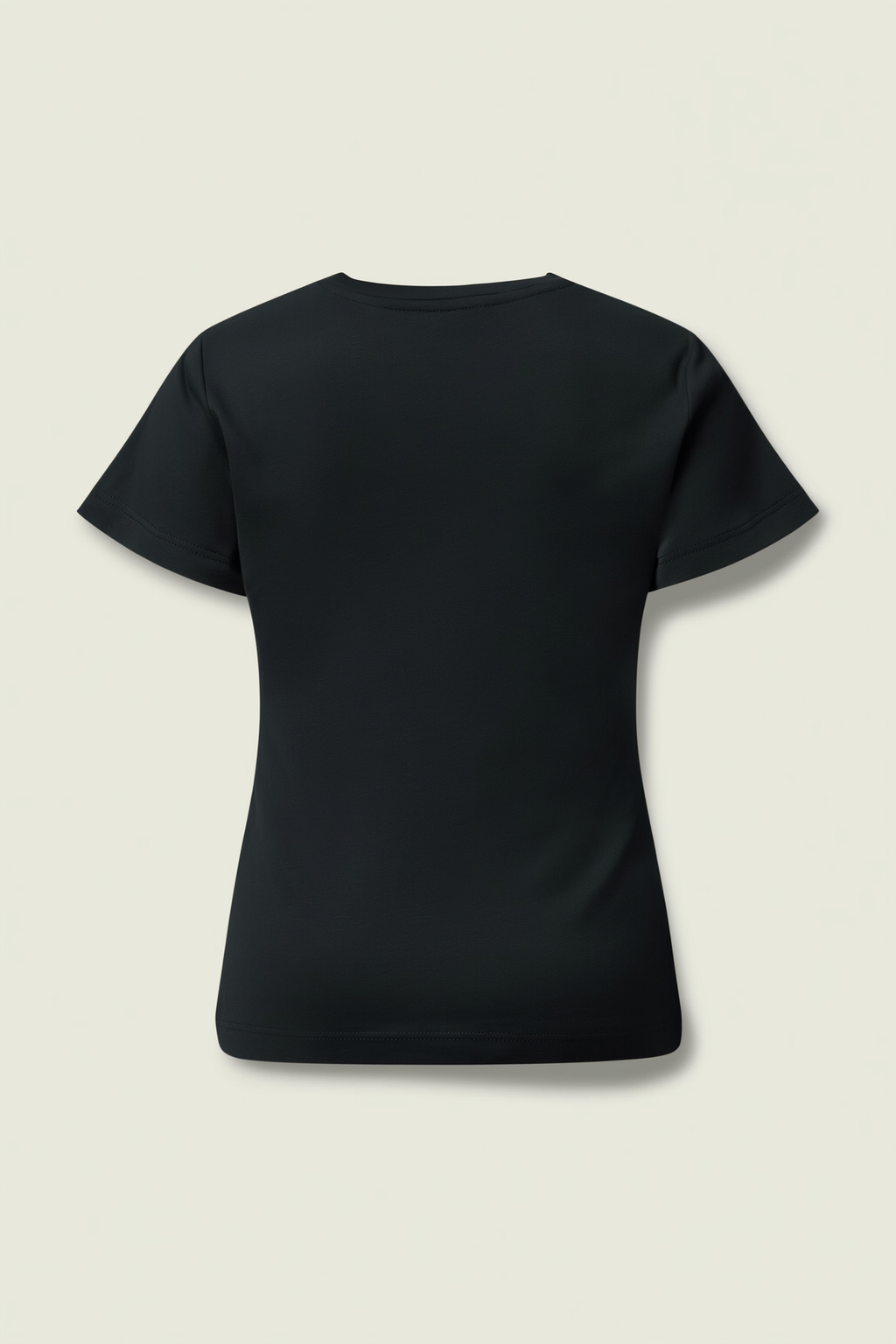 Black T-Shirt with Rhinestone Flower Detail