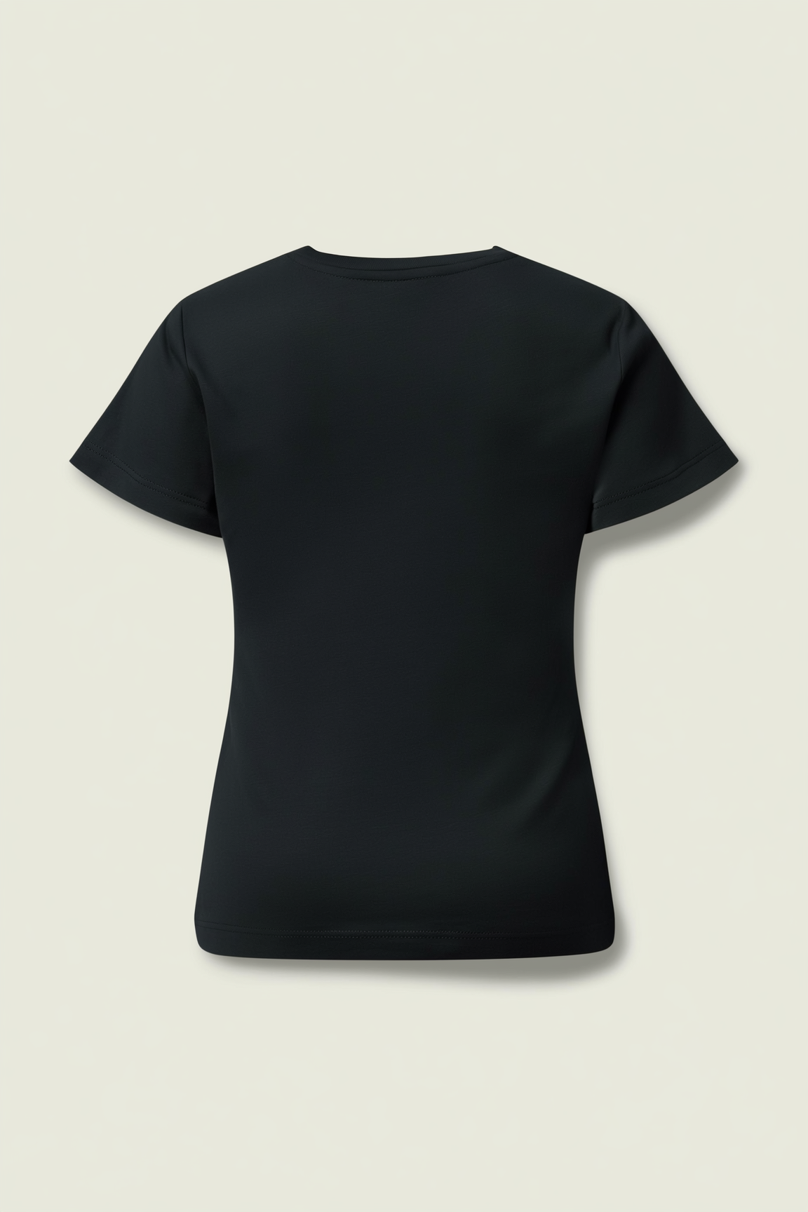 Black T-Shirt with Rhinestone Flower Detail