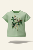 Kids' T-Shirt with 3D Crochet Flowers