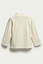 Girl White Regular Fit Mock Neck T-Shirt