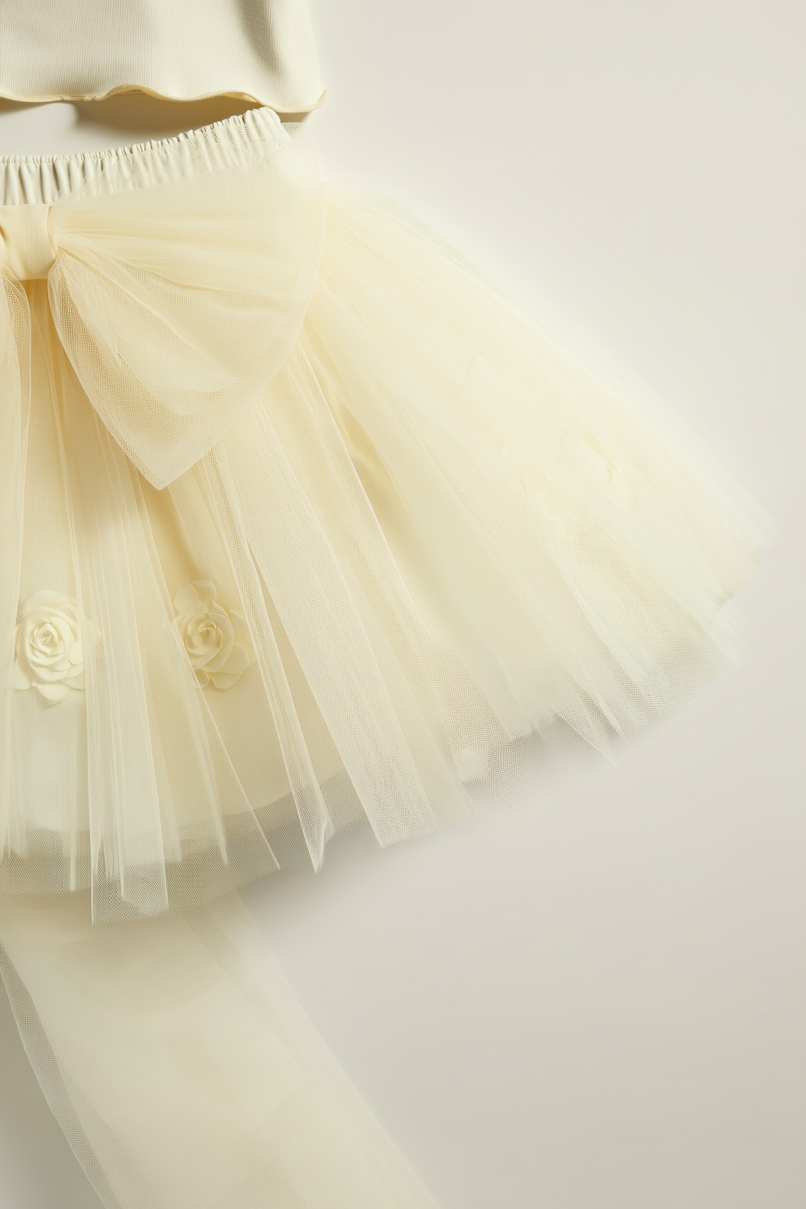 Ivory long-sleeved knit bodice and tulle tutu dress