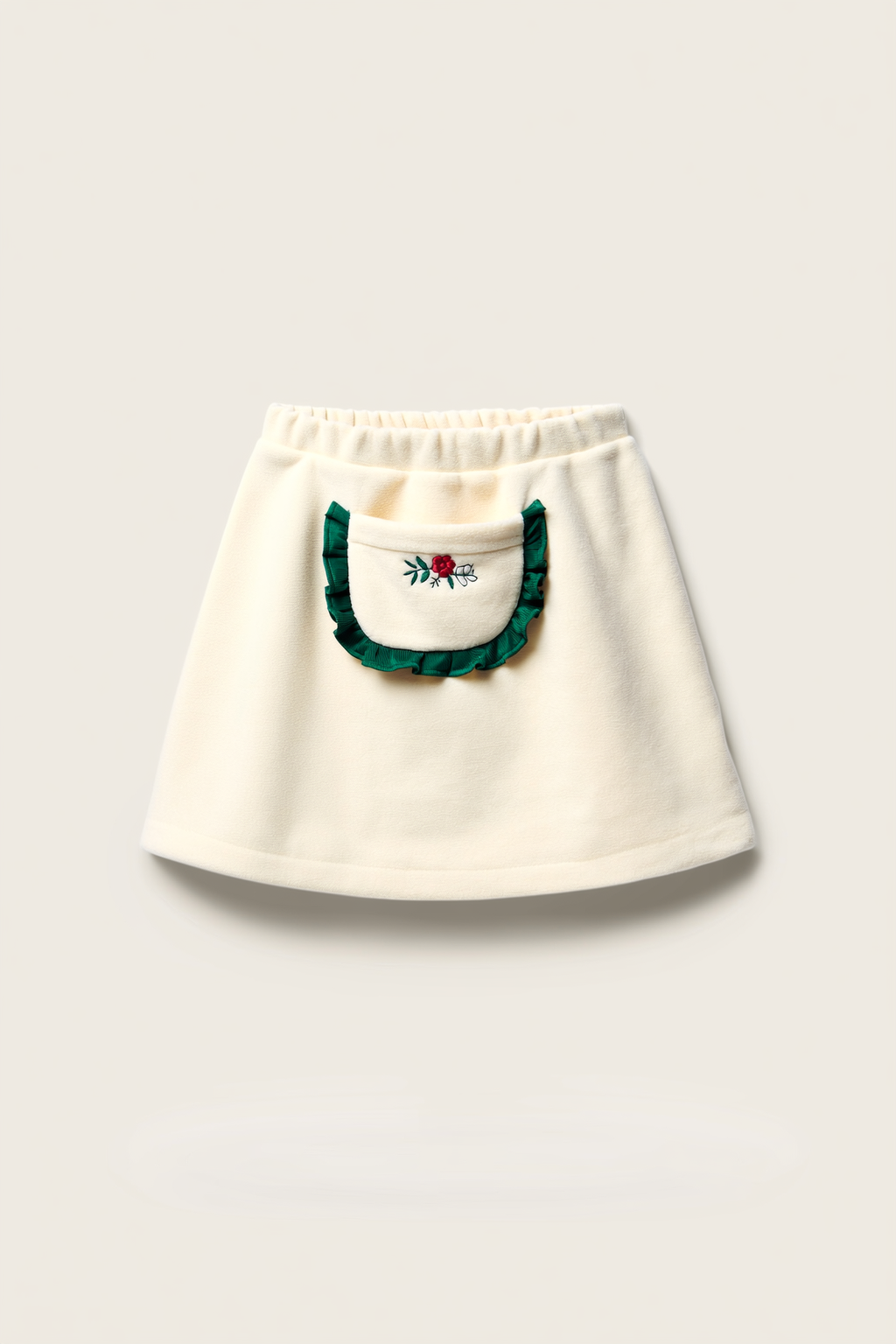 Girls' Corduroy A-Line Skirt with Rose Embroidery