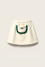 Girls' Corduroy A-Line Skirt with Rose Embroidery