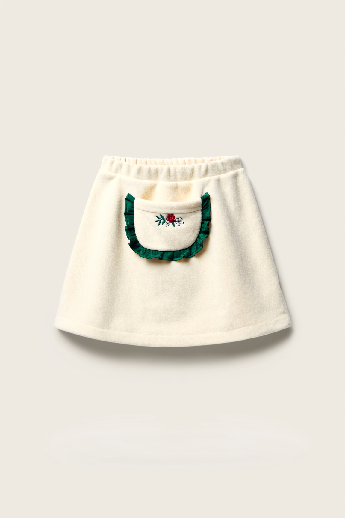 Girls' Corduroy A-Line Skirt with Rose Embroidery