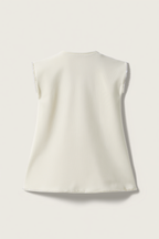 Girls' Cream Cap Sleeve Top with 3D Flower Detail