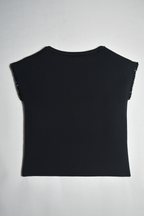 Black "Midnight Bloom" Statement Top