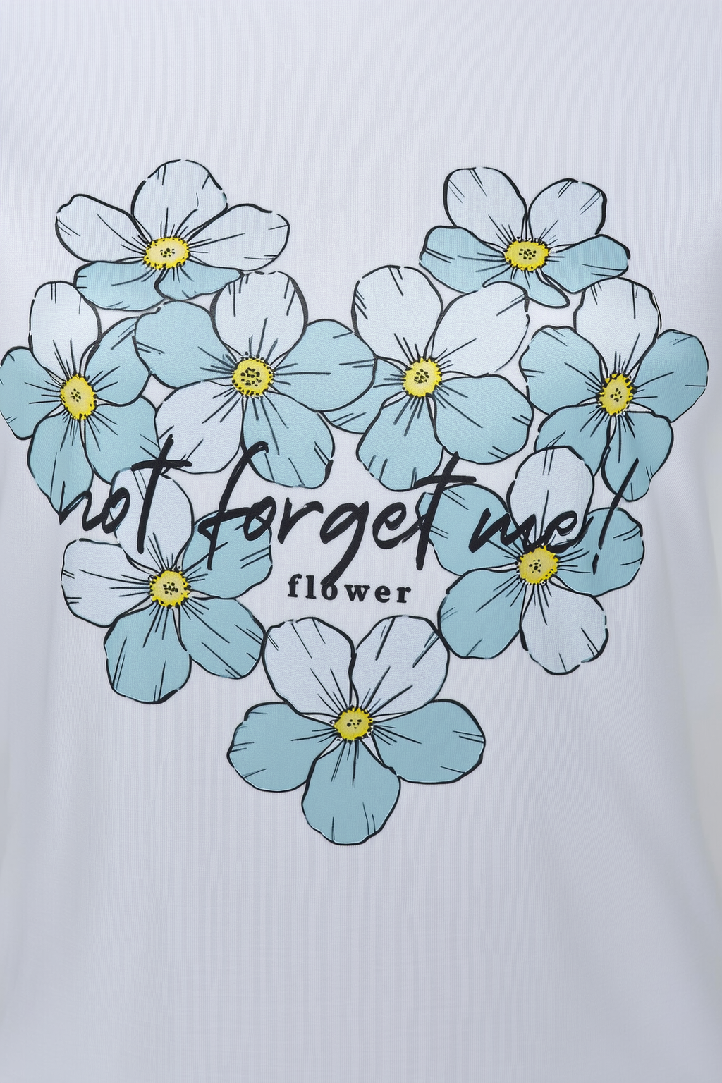 Kids' Blue Flower Heart Print White Tee